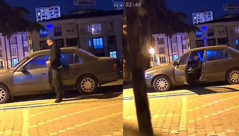 Park Halindeki Otomobili Saniyeler İçinde Çalan Hırsız Zamanla Yarıştı
